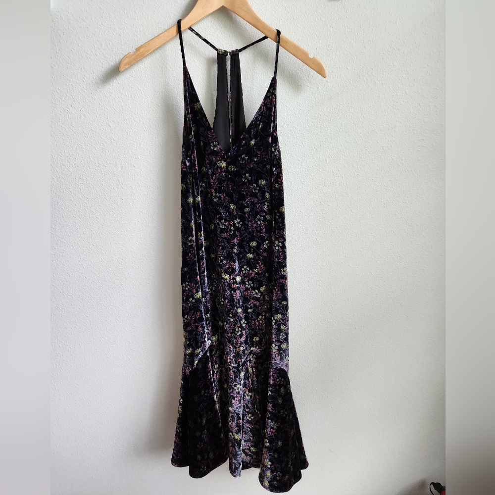 Rebecca Taylor black floral velvet midi dress 2